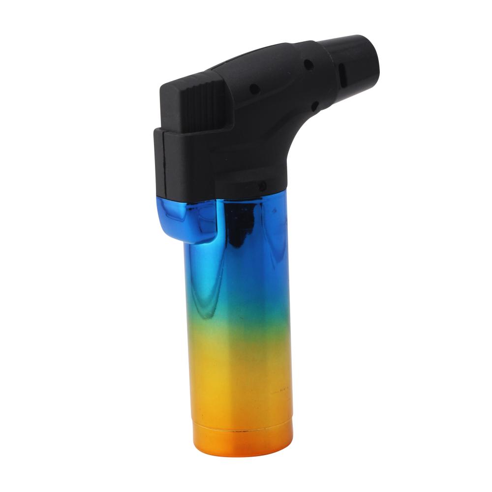 Techno Medium Shiny Single Flame Torch Lighter-Blue and Yellow