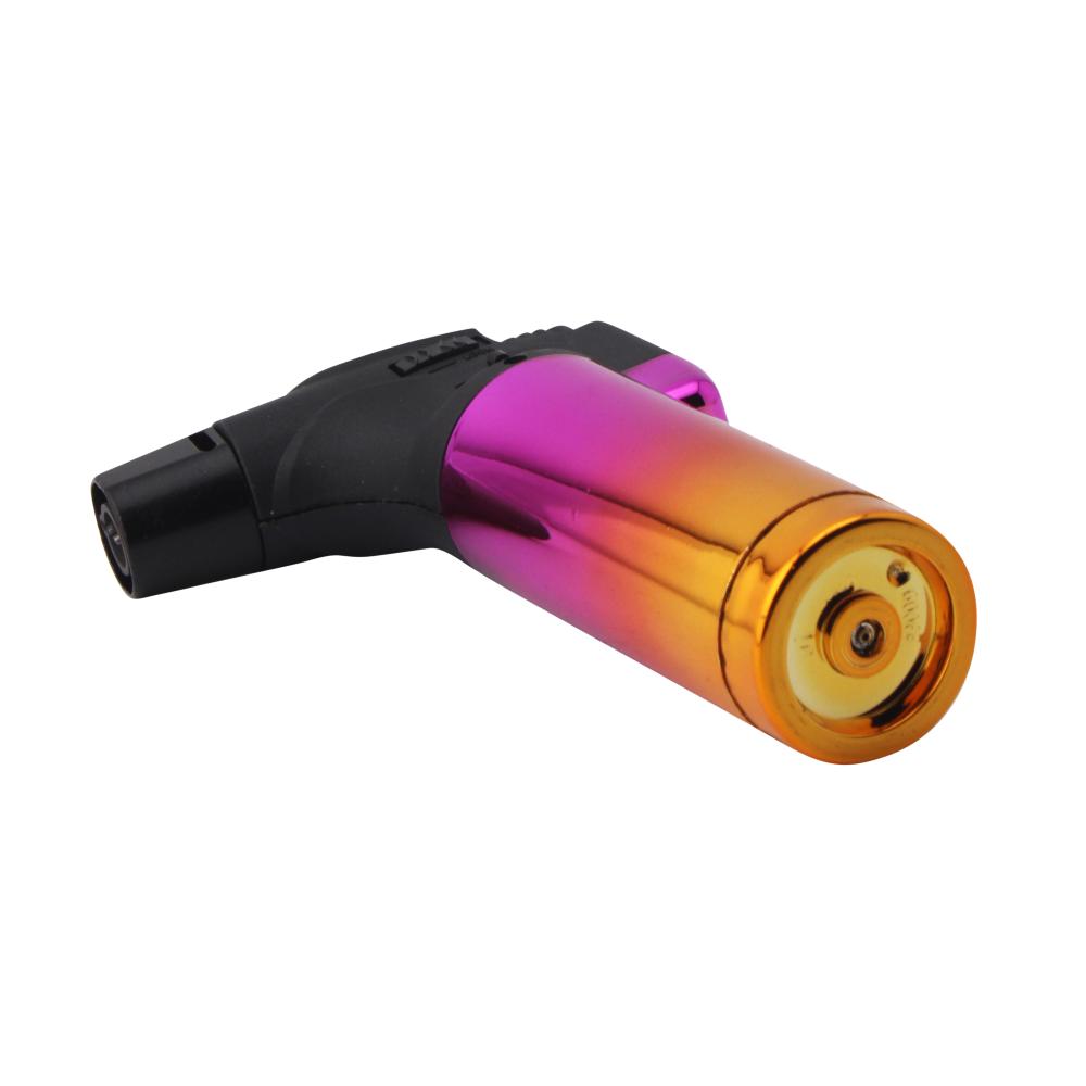 Techno Medium Shiny Single Flame Torch Lighter-Purple and Yellow