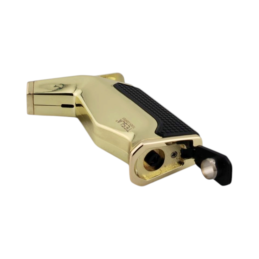 Tesla Mini Metal Single Flame Torch Lighter-Gold and Black
