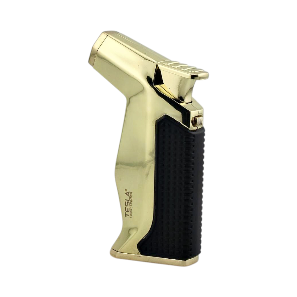 Tesla Mini Metal Single Flame Torch Lighter-Gold and Black
