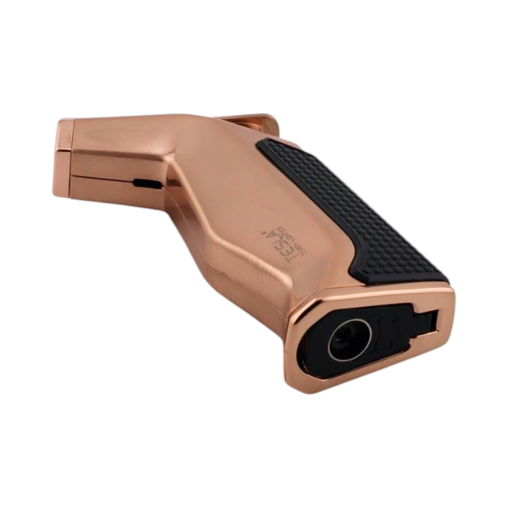 Tesla Mini Metal Single Flame Torch Lighter-Rose Gold and Black