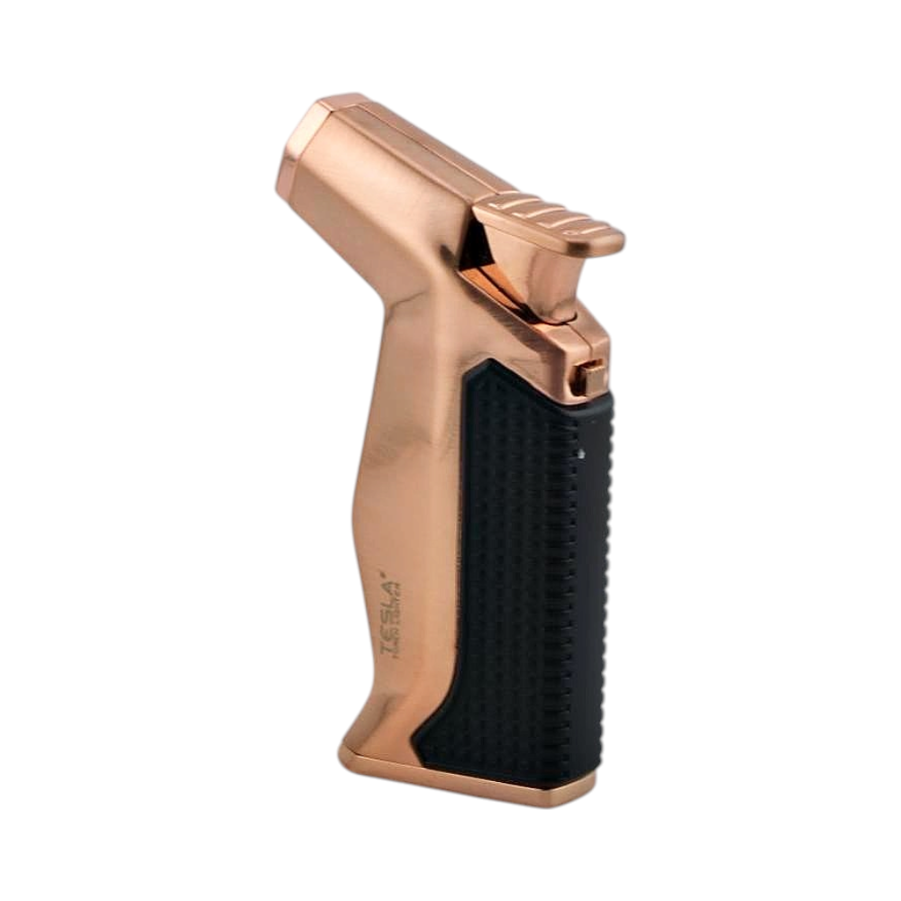 Tesla Mini Metal Single Flame Torch Lighter-Rose Gold and Black