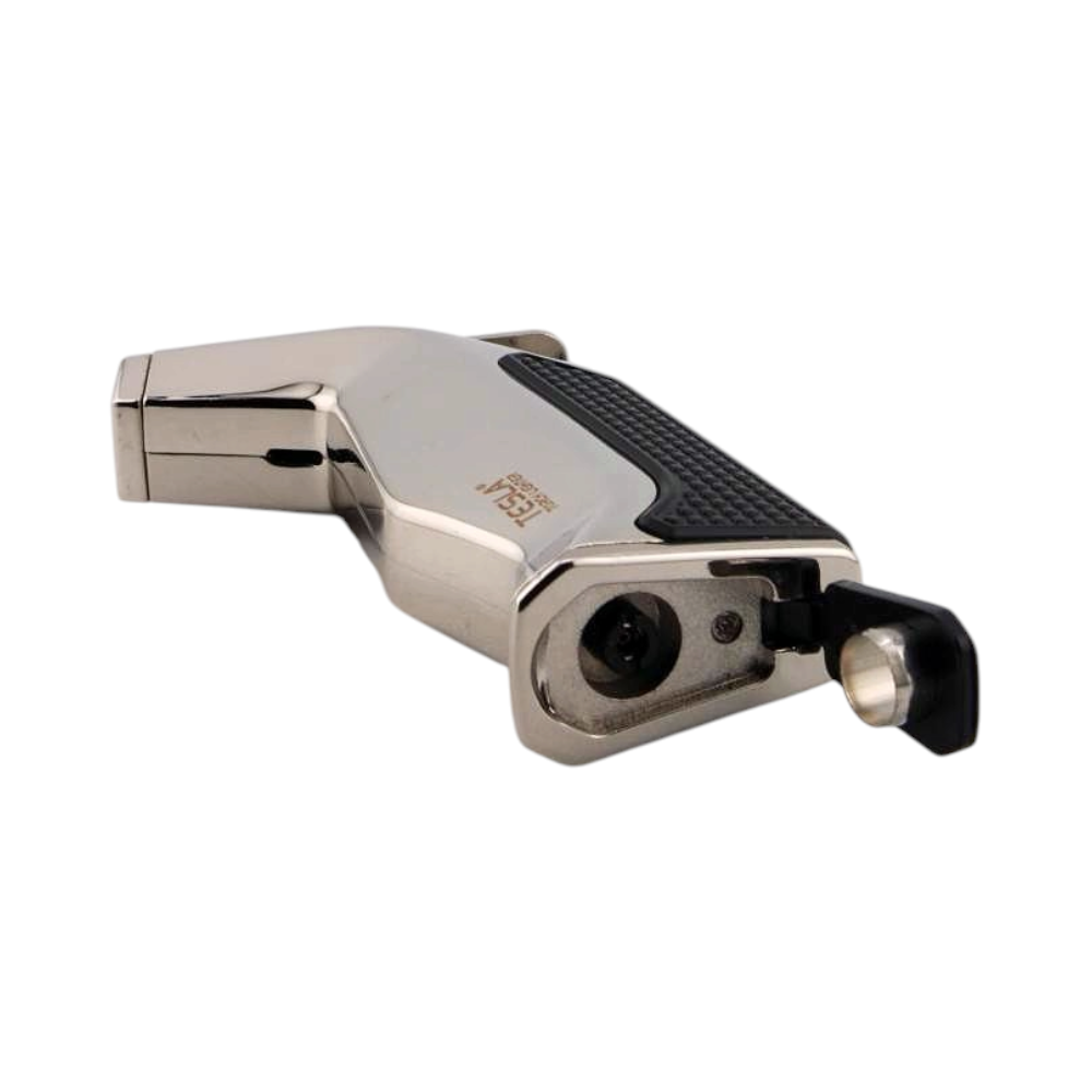 Tesla Mini Metal Single Flame Torch Lighter-Silver and Black