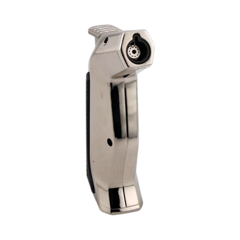 Tesla Mini Metal Single Flame Torch Lighter-Silver and Black