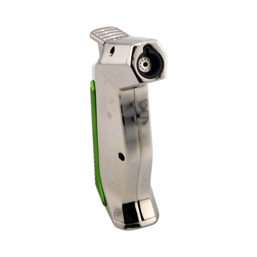 Tesla Mini Metal Single Flame Torch Lighter-Silver and Green