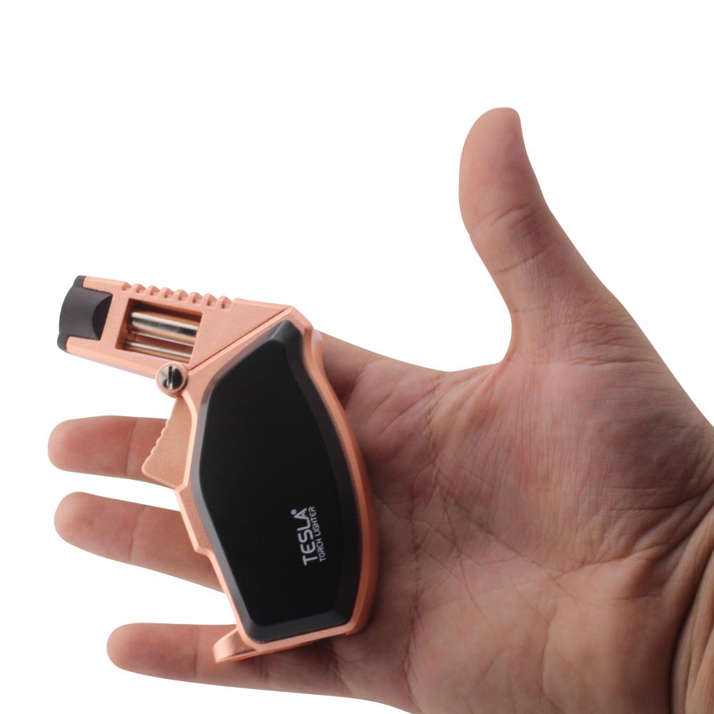 Tesla O Single Flame Torch Lighter-Rose Gold Black