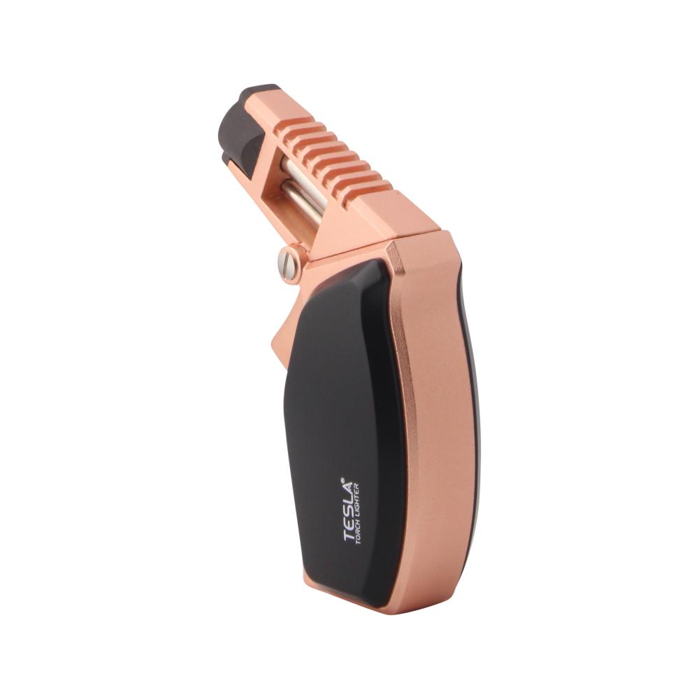 Tesla O Single Flame Torch Lighter-Rose Gold Black