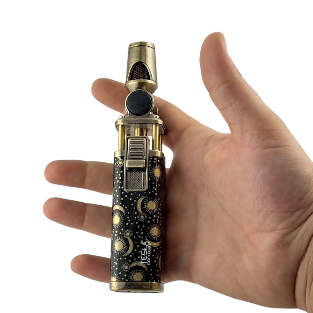 Tesla Platinum Design Torch Lighter Single-Black