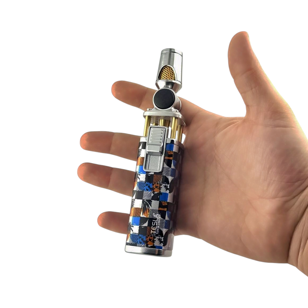 Tesla Platinum Design Torch Lighter Single-Blue Mix