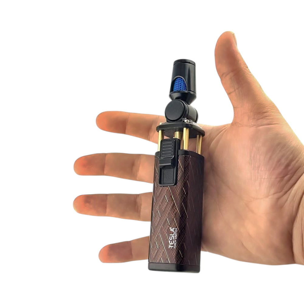 Tesla Platinum Design Torch Lighter Single-Brown