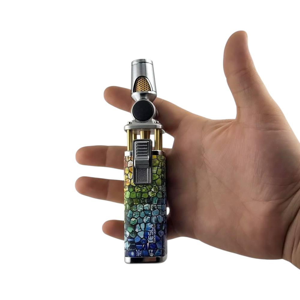 Tesla Platinum Design Torch Lighter Single-Rainbow