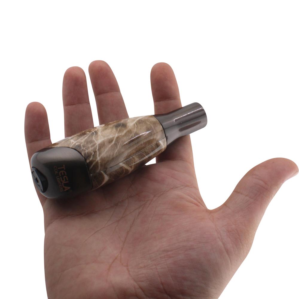 Tesla Small Marble Design Torch Single Flame-Brown