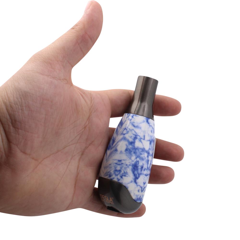 Tesla Small Marble Design Torch Single Flame-Light Blue