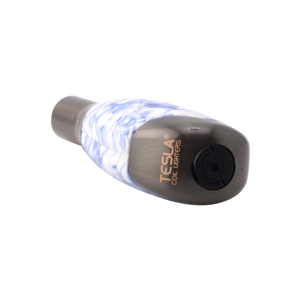 Tesla Small Marble Design Torch Single Flame-Light Blue
