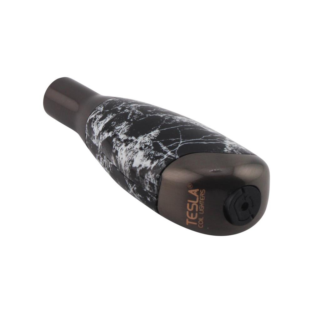 Tesla Small Marble Design Torch Single Flame-White and Black