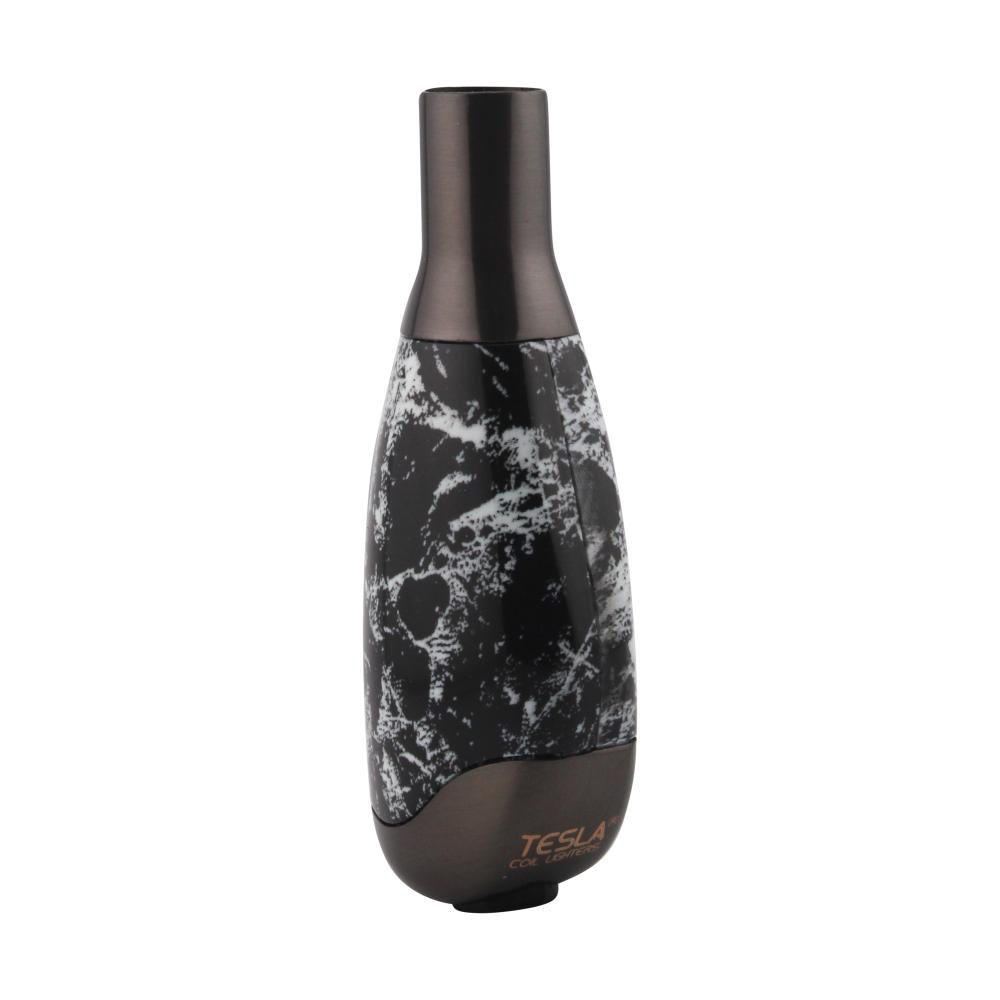 Tesla Small Marble Design Torch Single Flame-White and Black