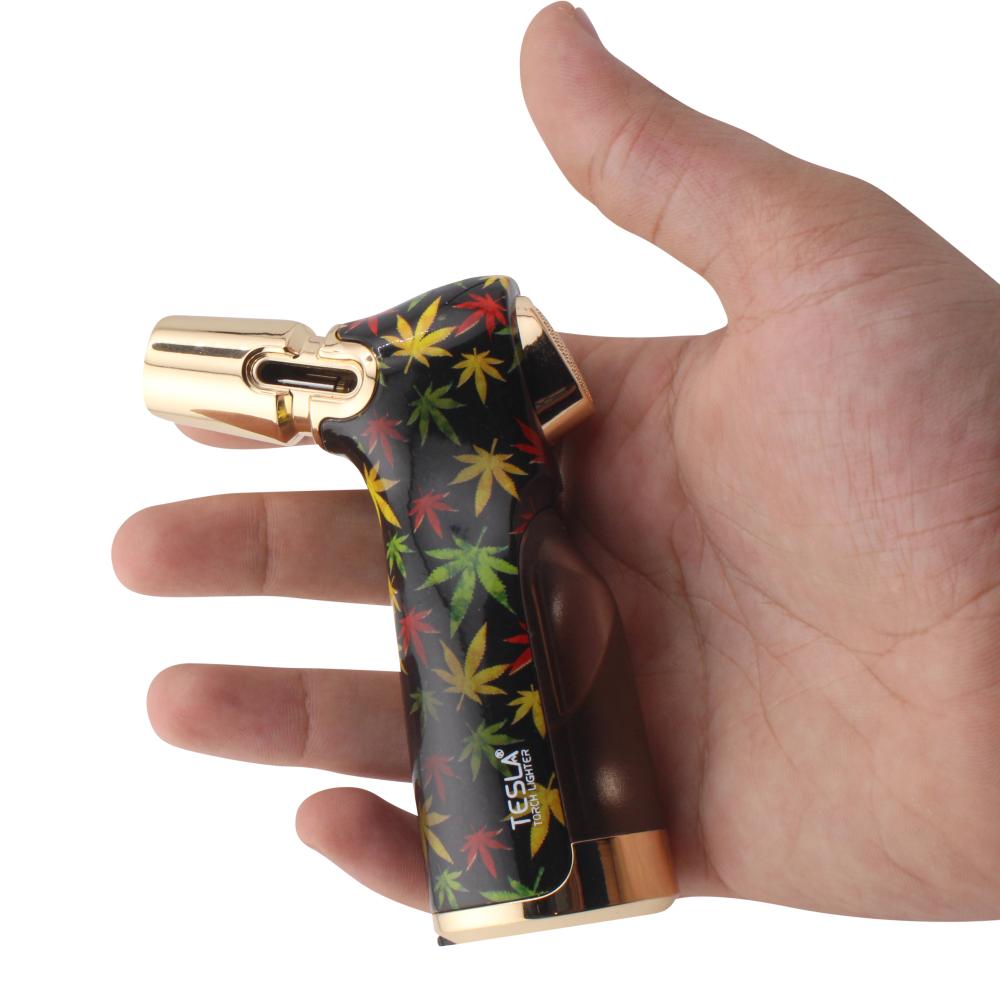 Tesla Stone Single Flame Torch Lighter-Black Gold