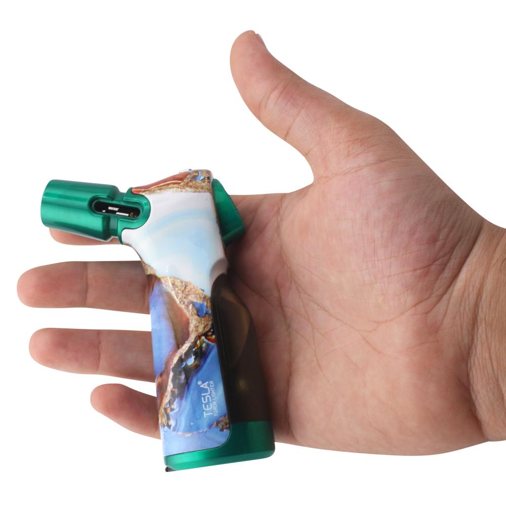 Tesla Stone Single Flame Torch Lighter-Mix Blue and Green