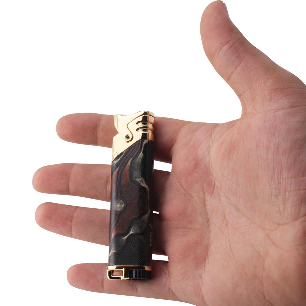 Tesla Swirl Edge Single Flame Torch Lighter-Brown Mix
