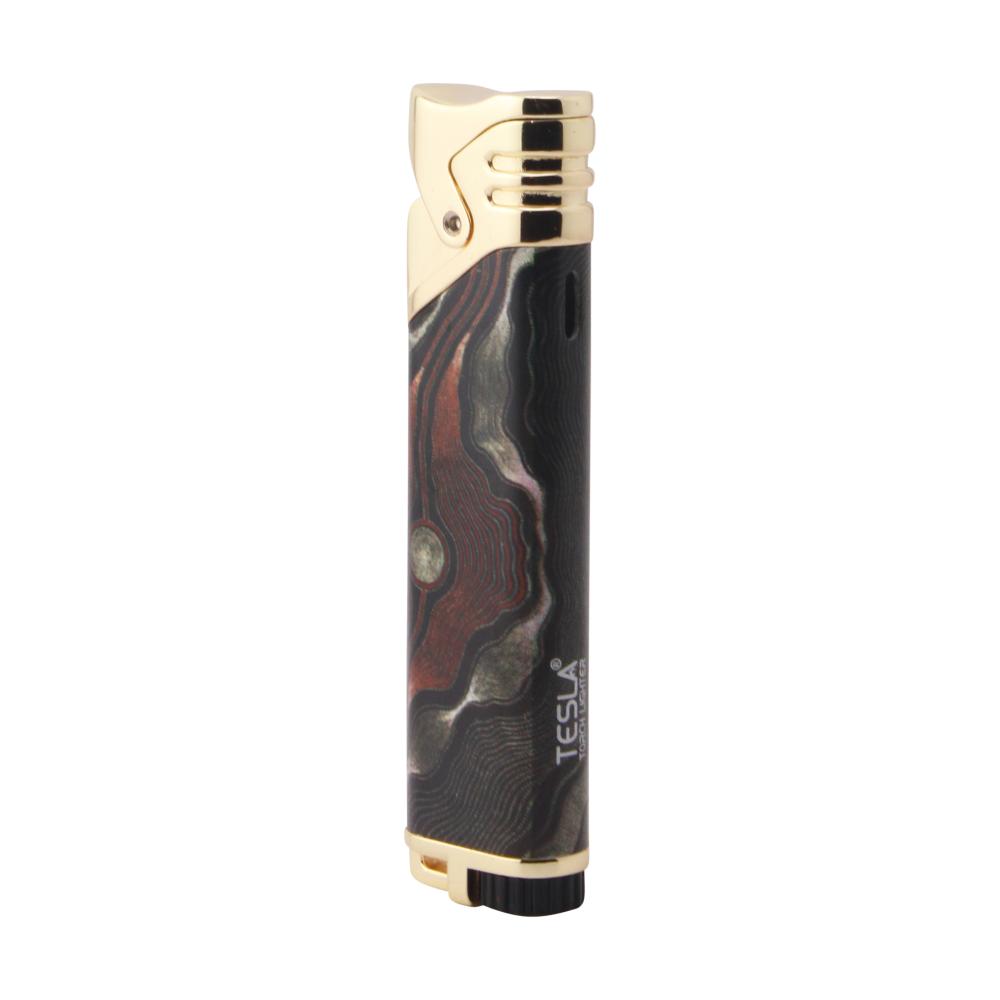 Tesla Swirl Edge Single Flame Torch Lighter-Brown Mix