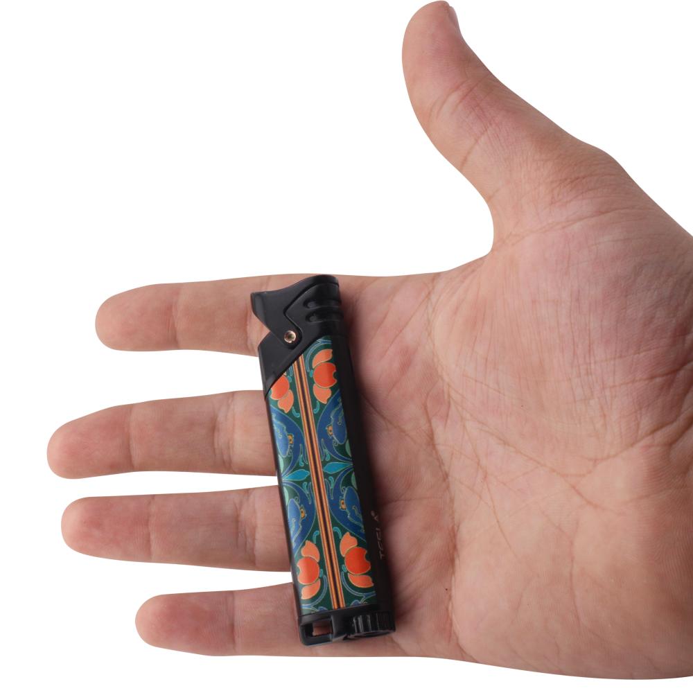 Tesla Swirl Edge Single Flame Torch Lighter-Dark Blue Mix-Medium Blue