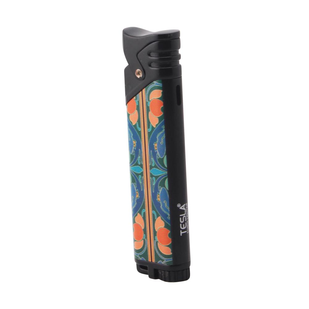 Tesla Swirl Edge Single Flame Torch Lighter-Dark Blue Mix-Medium Blue