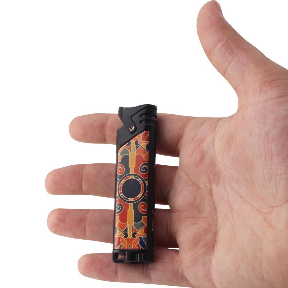 Tesla Swirl Edge Single Flame Torch Lighter-Dark Blue Mix-Orange