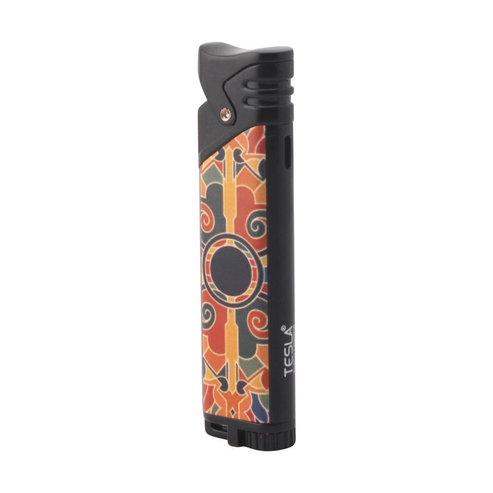 Tesla Swirl Edge Single Flame Torch Lighter-Dark Blue Mix-Orange