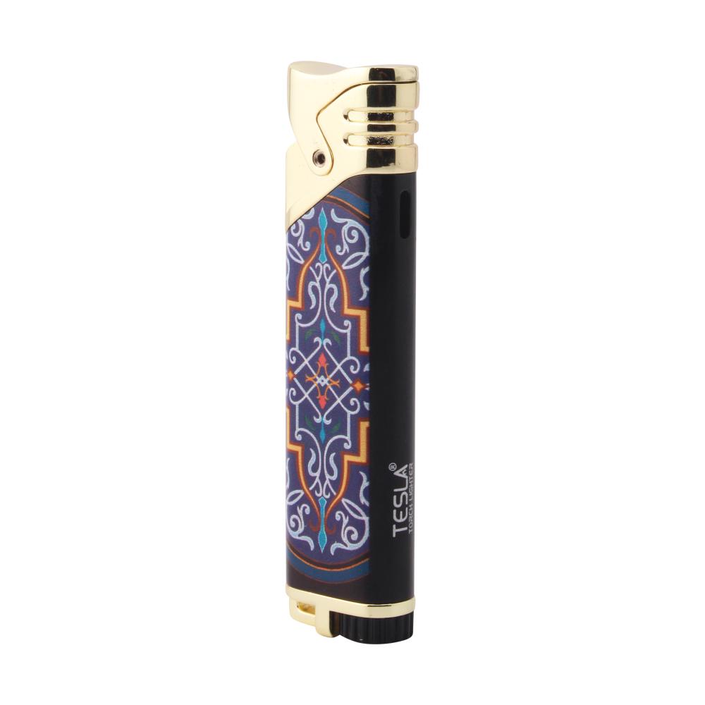 Tesla Swirl Edge Single Flame Torch Lighter-Dark Blue Mix