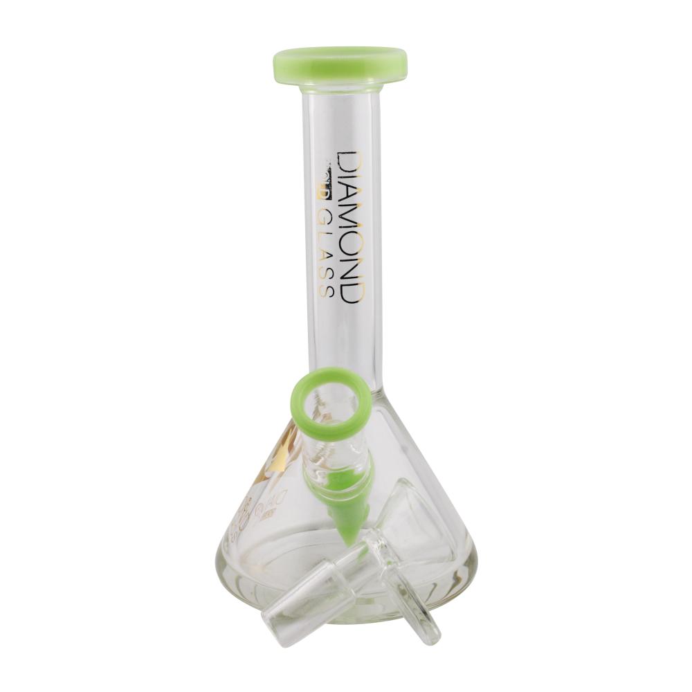 Tiny Diamond Gold Glass Beaker Water Pipe-Light Green
