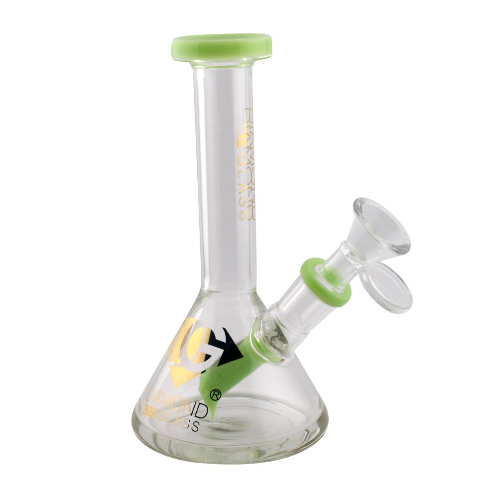 Tiny Diamond Gold Glass Beaker Water Pipe