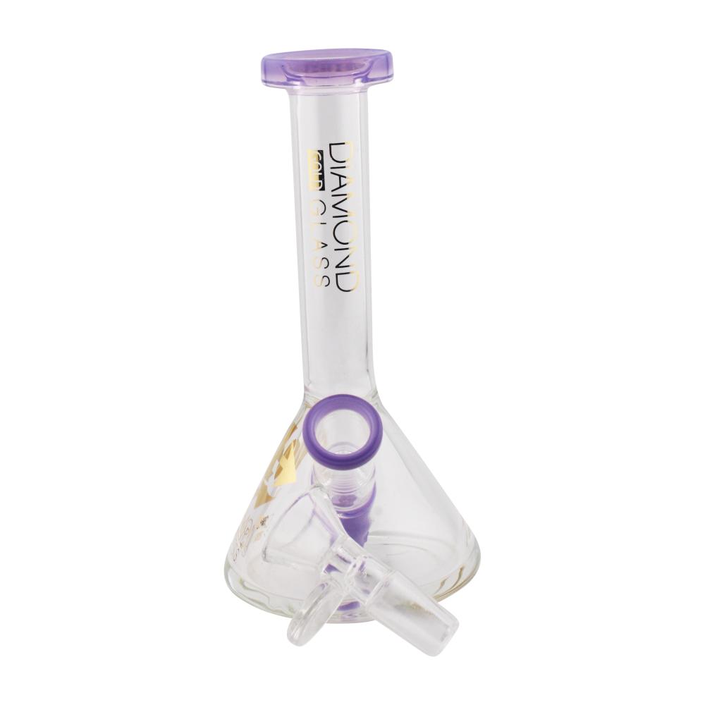 Tiny Diamond Gold Glass Beaker Water Pipe-Purple