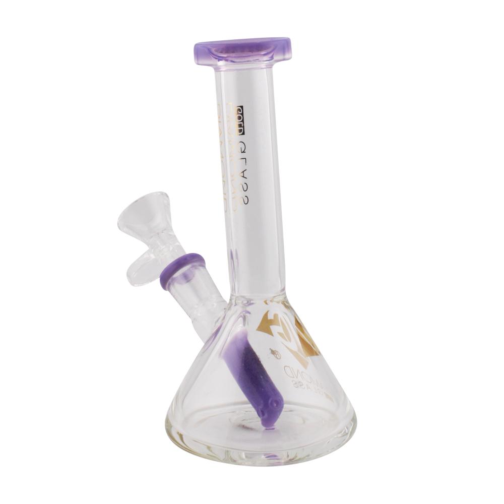 Tiny Diamond Gold Glass Beaker Water Pipe-Purple