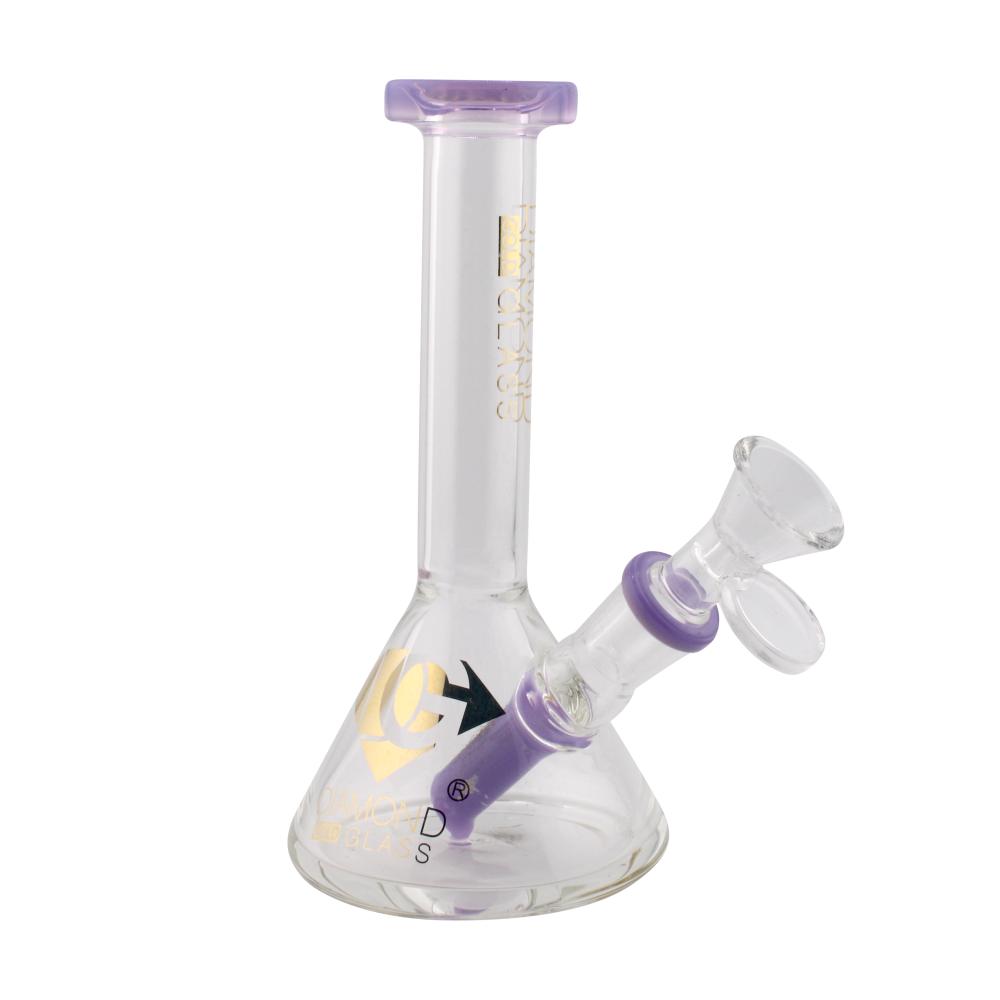Tiny Diamond Gold Glass Beaker Water Pipe-Purple
