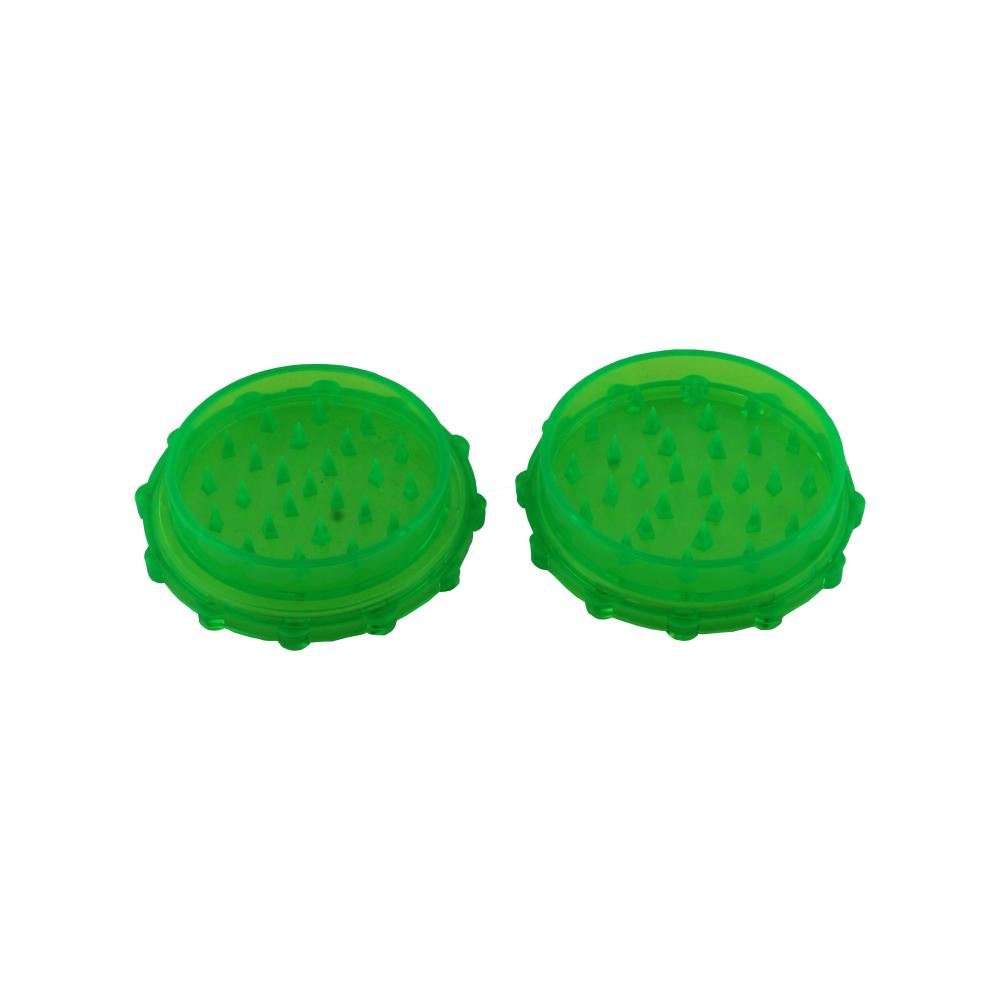 Transparent Medium Plastic Grinder-2 Piece-Dark Green
