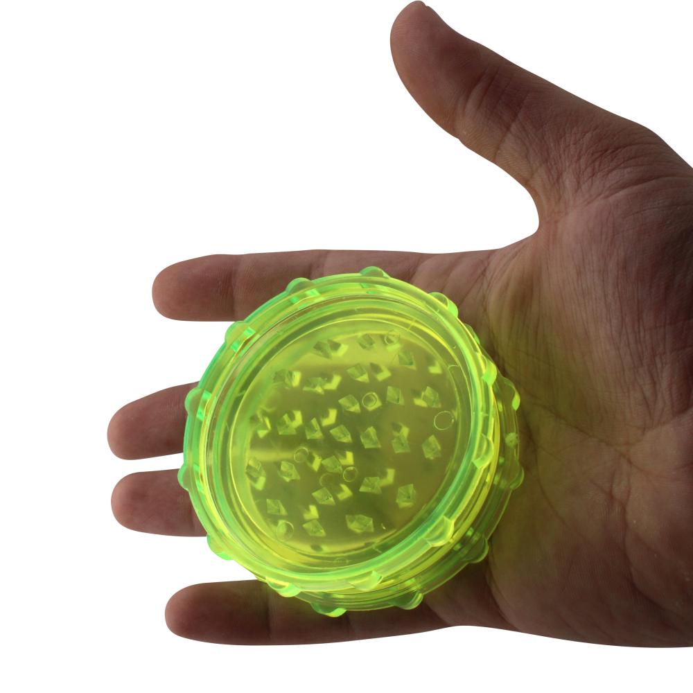 Transparent Medium Plastic Grinder-2 Piece-Lime Green