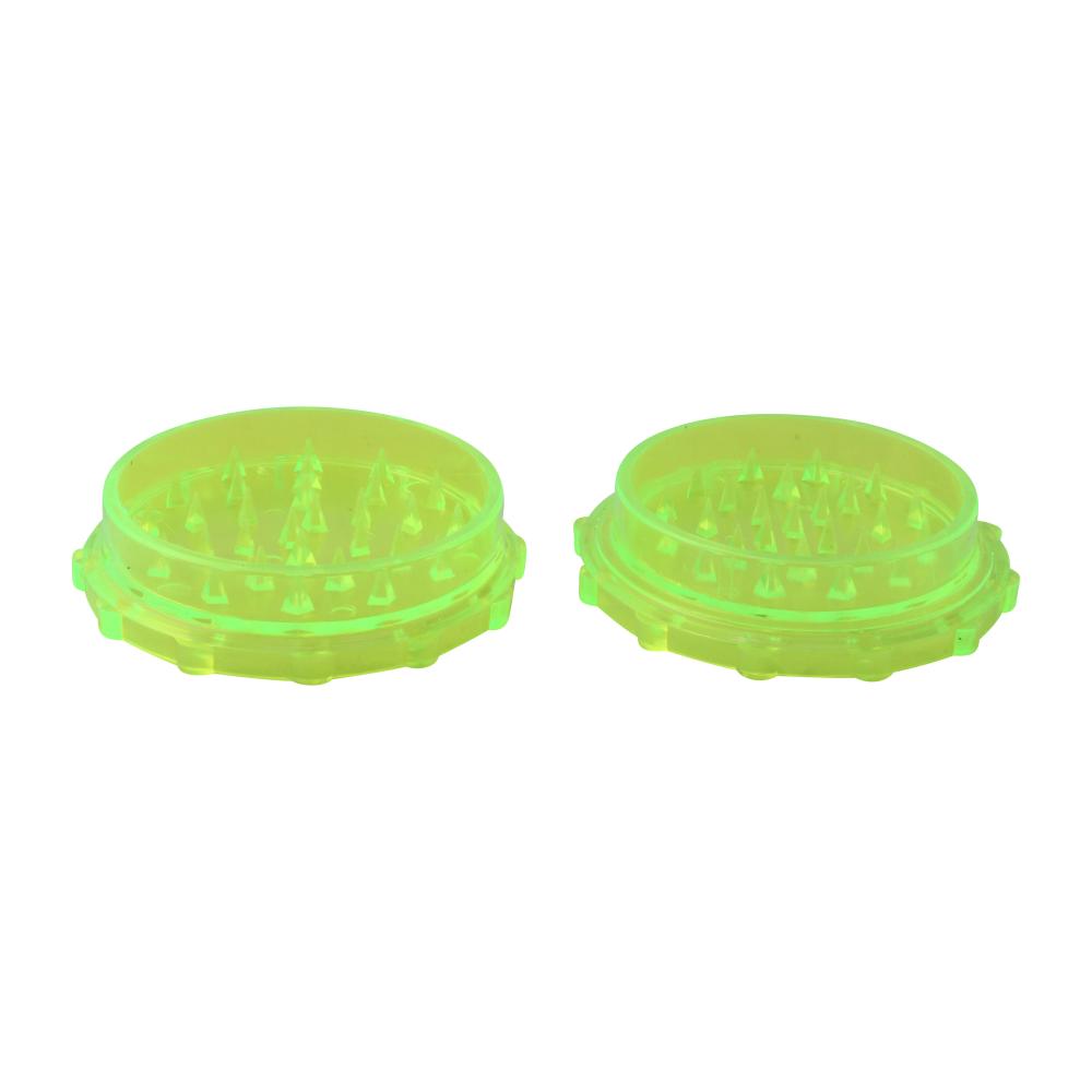 Transparent Medium Plastic Grinder-2 Piece-Lime Green