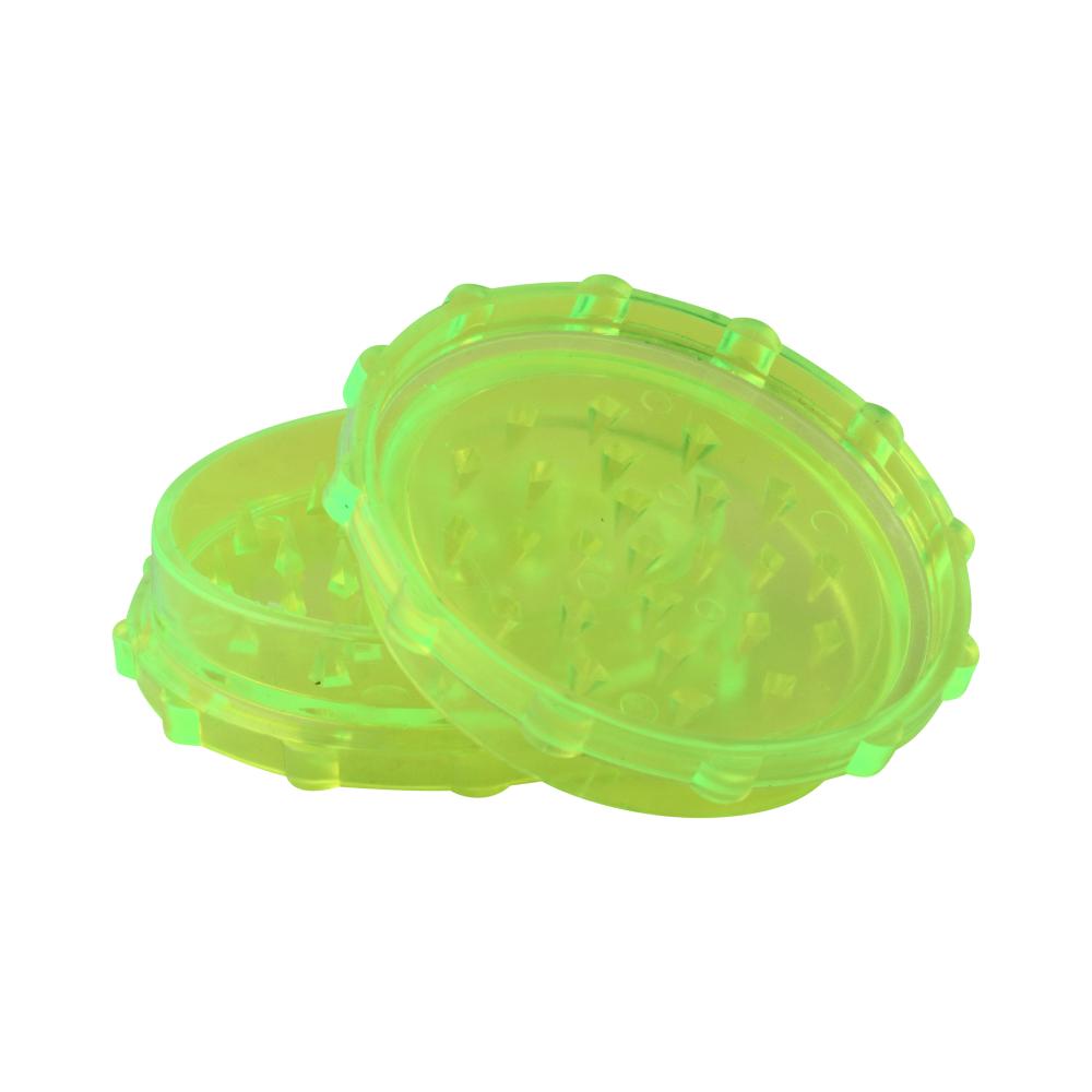 Transparent Medium Plastic Grinder-2 Piece-Lime Green