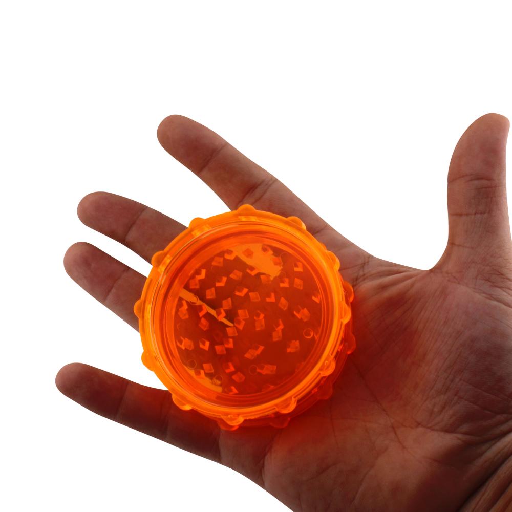Transparent Medium Plastic Grinder-2 Piece-Orange