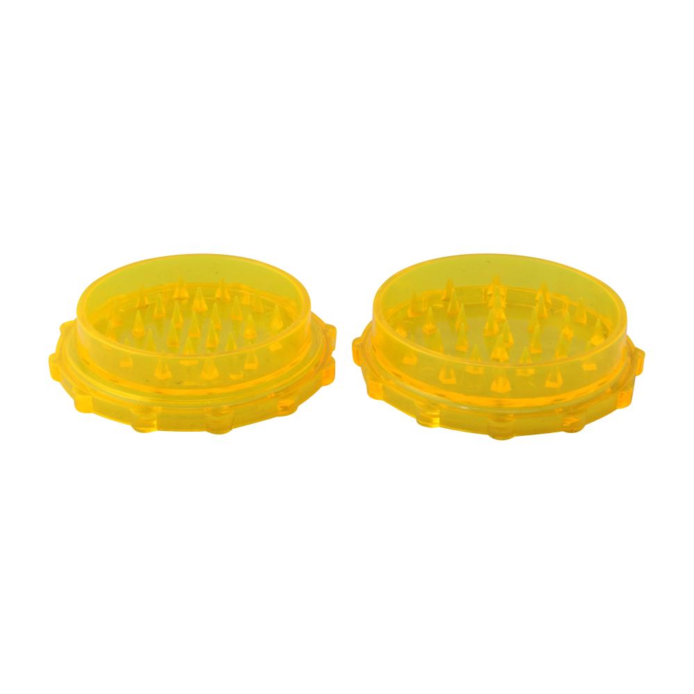 Transparent Medium Plastic Grinder-2 Piece-Yellow