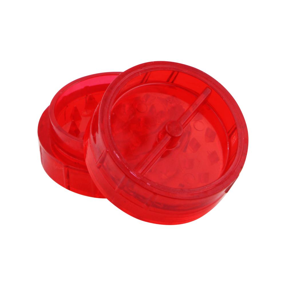 Transparent Small Plastic Grinder-2 Piece-Red