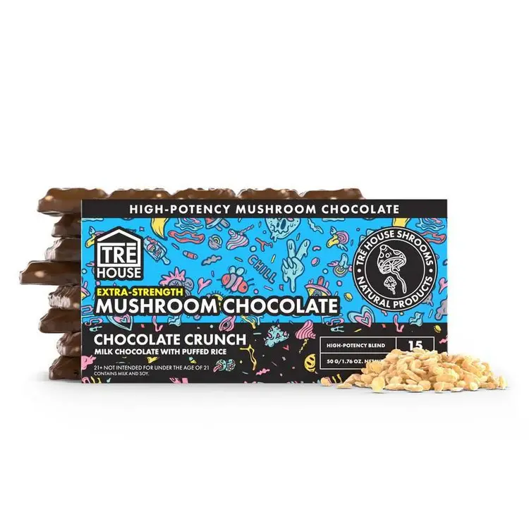 TRE HOUSE Extra Strength Magic Mushroom Chocolate Bar 15 Squares 50g-Chocolate Crunch