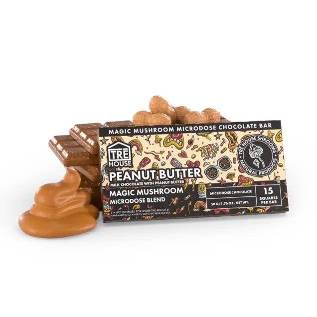 TRE HOUSE Magic Mushroom Chocolate Bar 15 Squares 50g-Peanut Butter