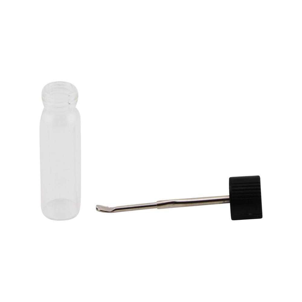 Vial Glass Container With Telescopic Spoon With Screw Cap-Clear