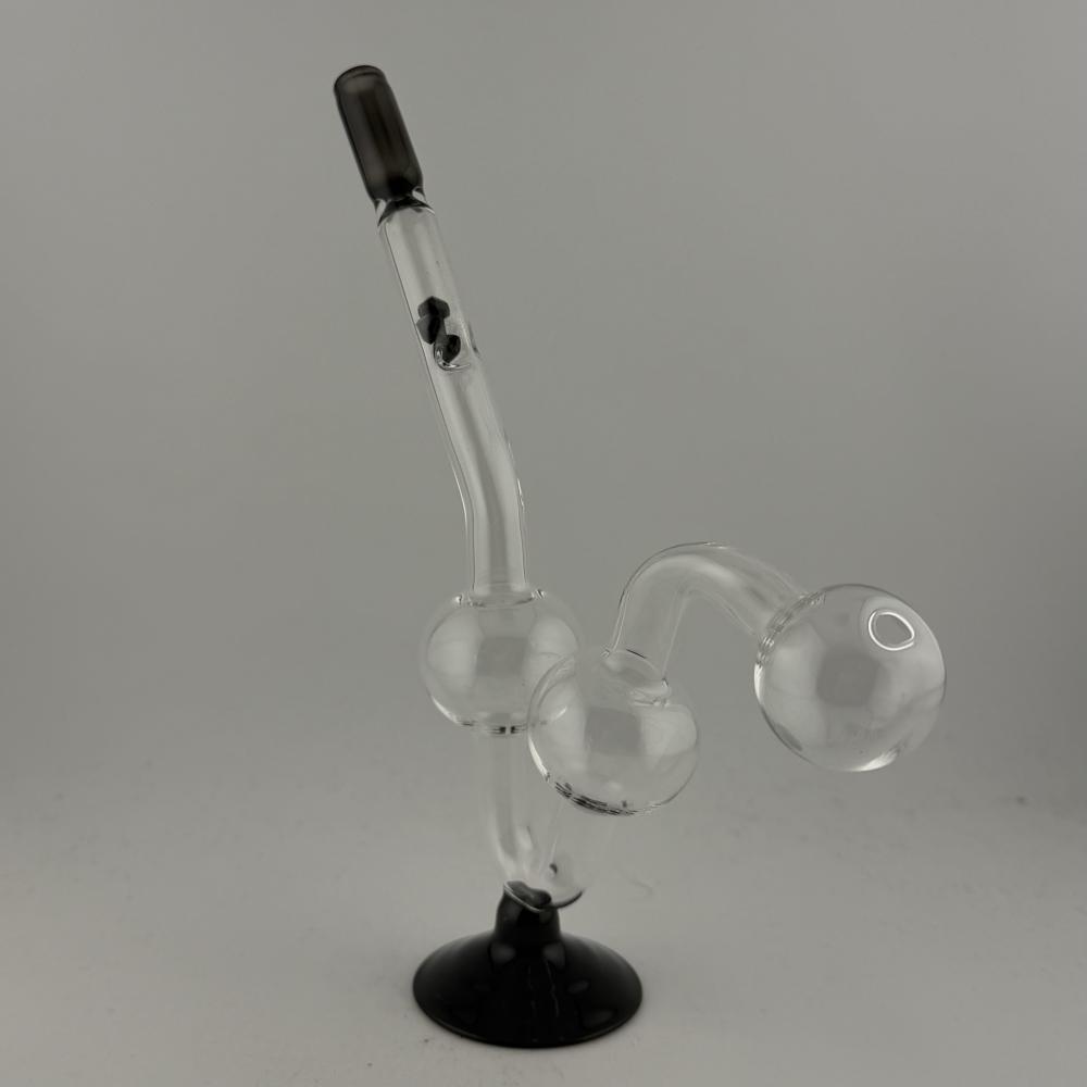 Water Dog Small Diamonds Glass Oil Burner Pipe-Black