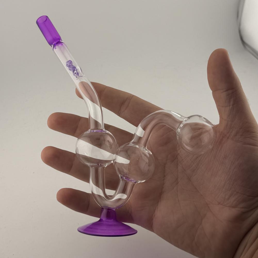 Water Dog Small Diamonds Glass Oil Burner Pipe-Purple