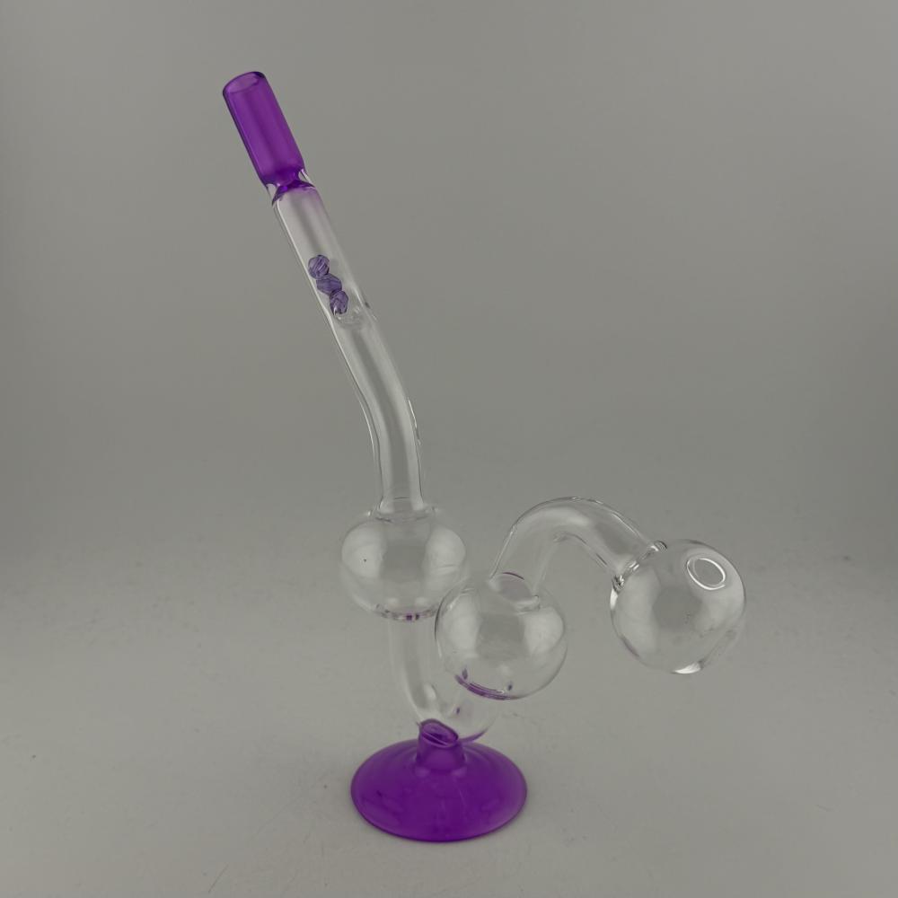Water Dog Small Diamonds Glass Oil Burner Pipe-Purple