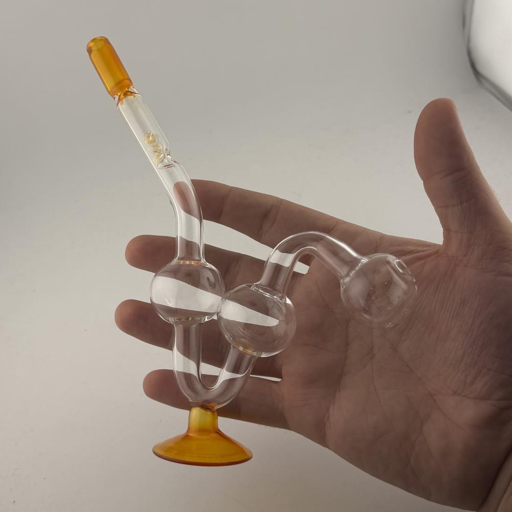 Water Dog Small Diamonds Glass Oil Burner Pipe-Yellow