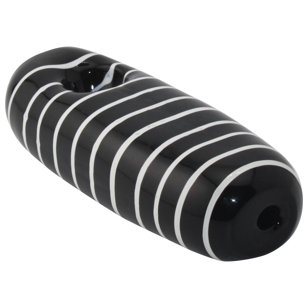 Zebra Glass Hand Pipe-Black