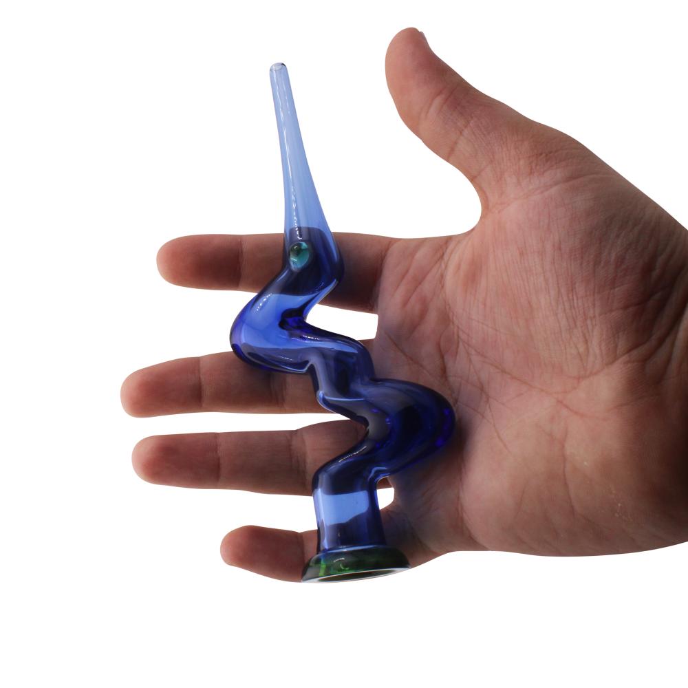 Zig Zag Glass Nectar Collector-Blue